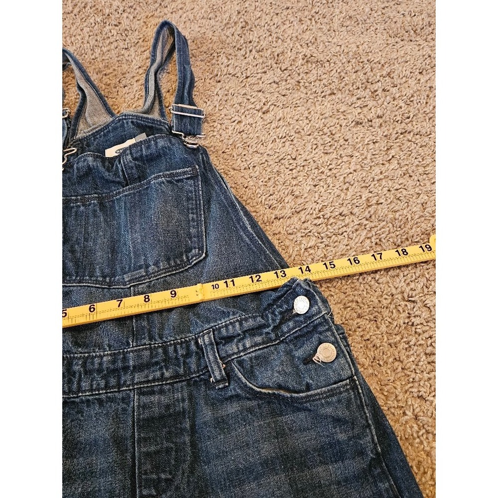 Old Navy Denim Shortalls XL 14 Blue Medium Wash Cotton Overalls - Picture 3 of 7